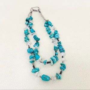 NWT Double Strand Real Turquoise & Quartz Necklace